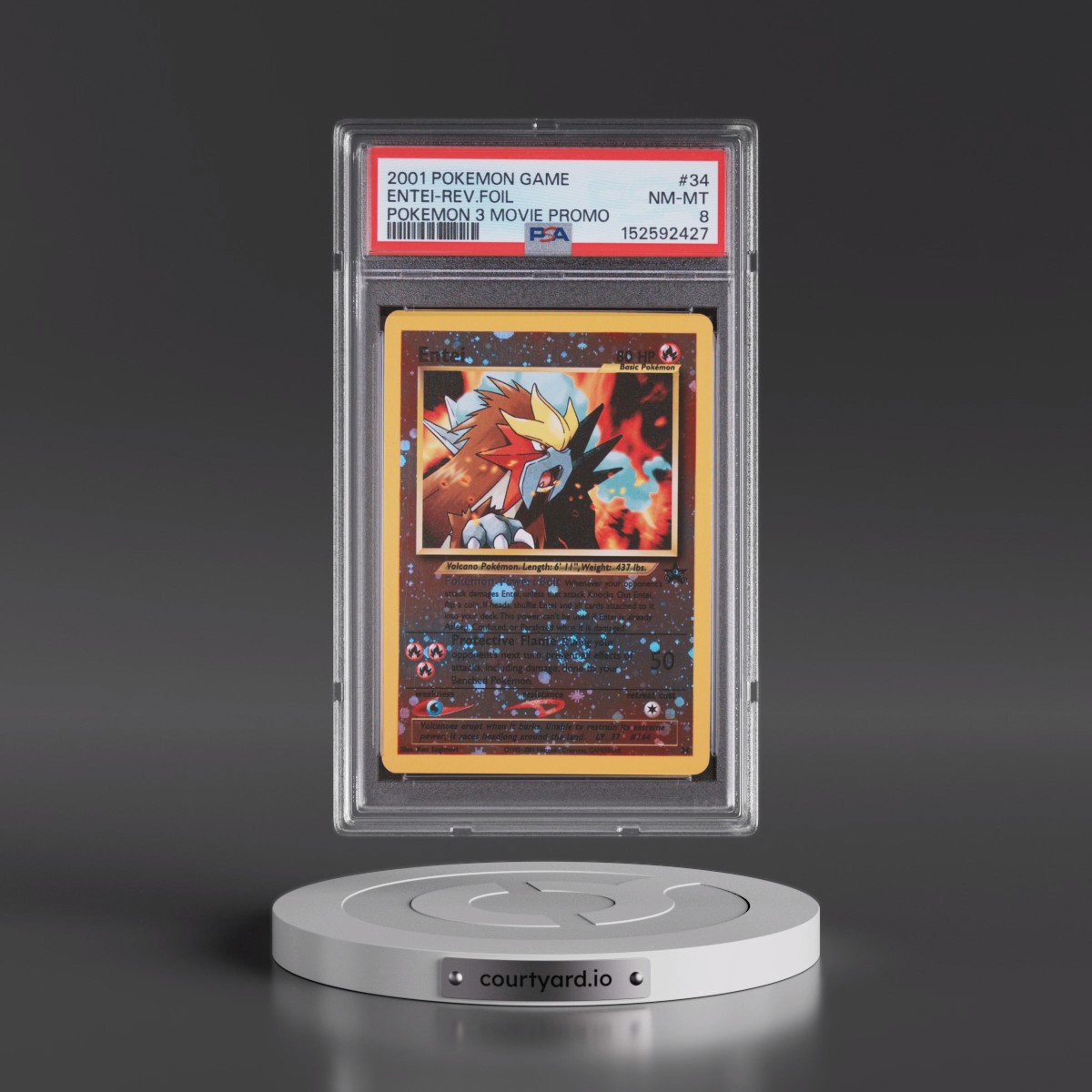 2001 Pokémon Game Movie #34 Entei - Reverse Foil Pokemon 3 Movie Promo (PSA 8 NM-MT)