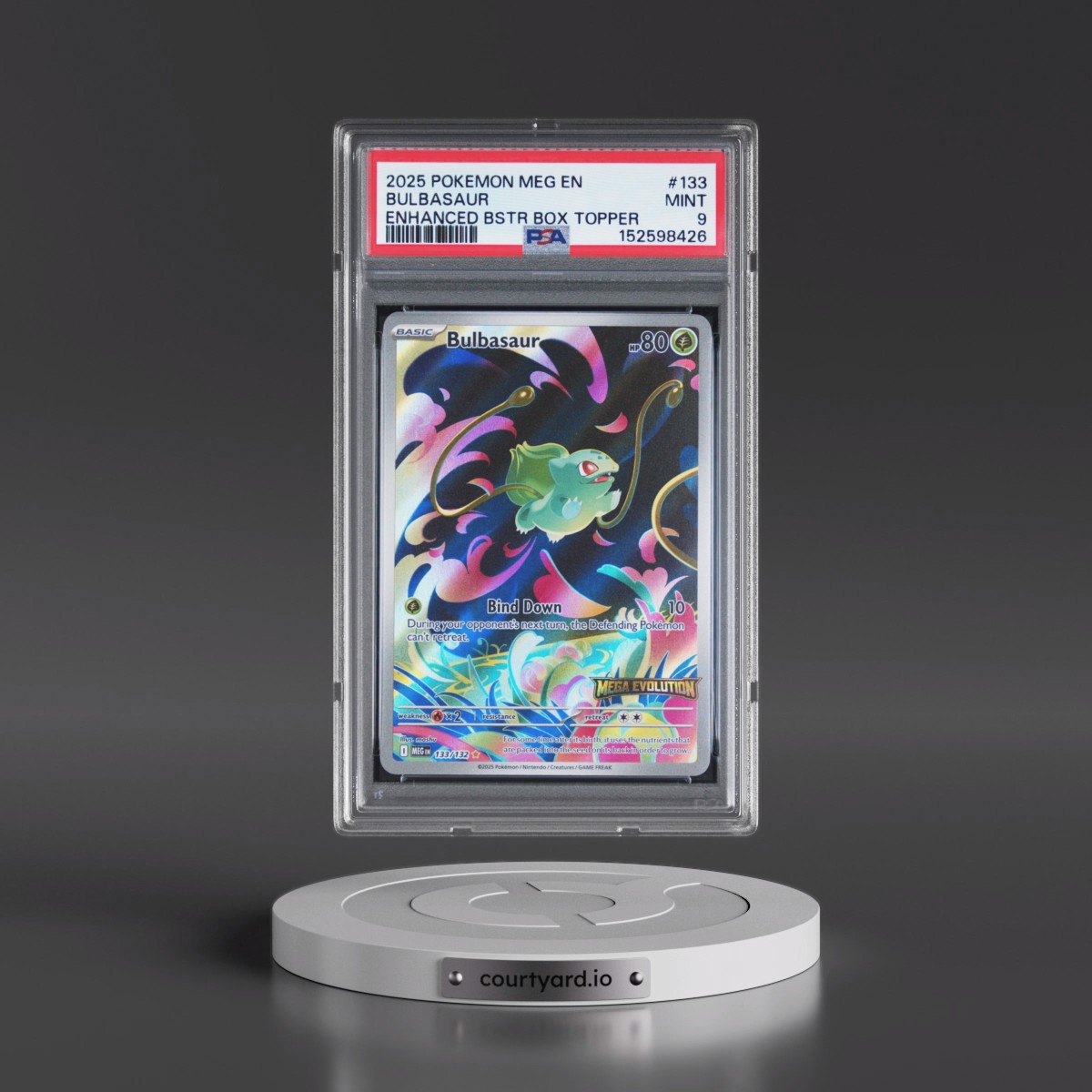 2025 Pokémon Meg EN-Mega Evolution #133 Bulbasaur - Enhanced Booster Box Topper (PSA 9 MINT)