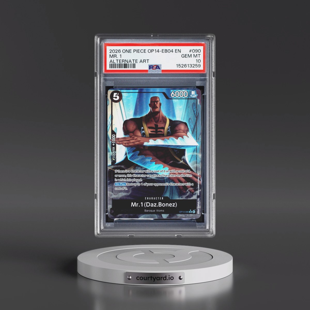 2026 One Piece OP14-EB04-the Azure Sea's Seven #090 Mr. 1 - Alternate Art (PSA 10 GEM MINT)