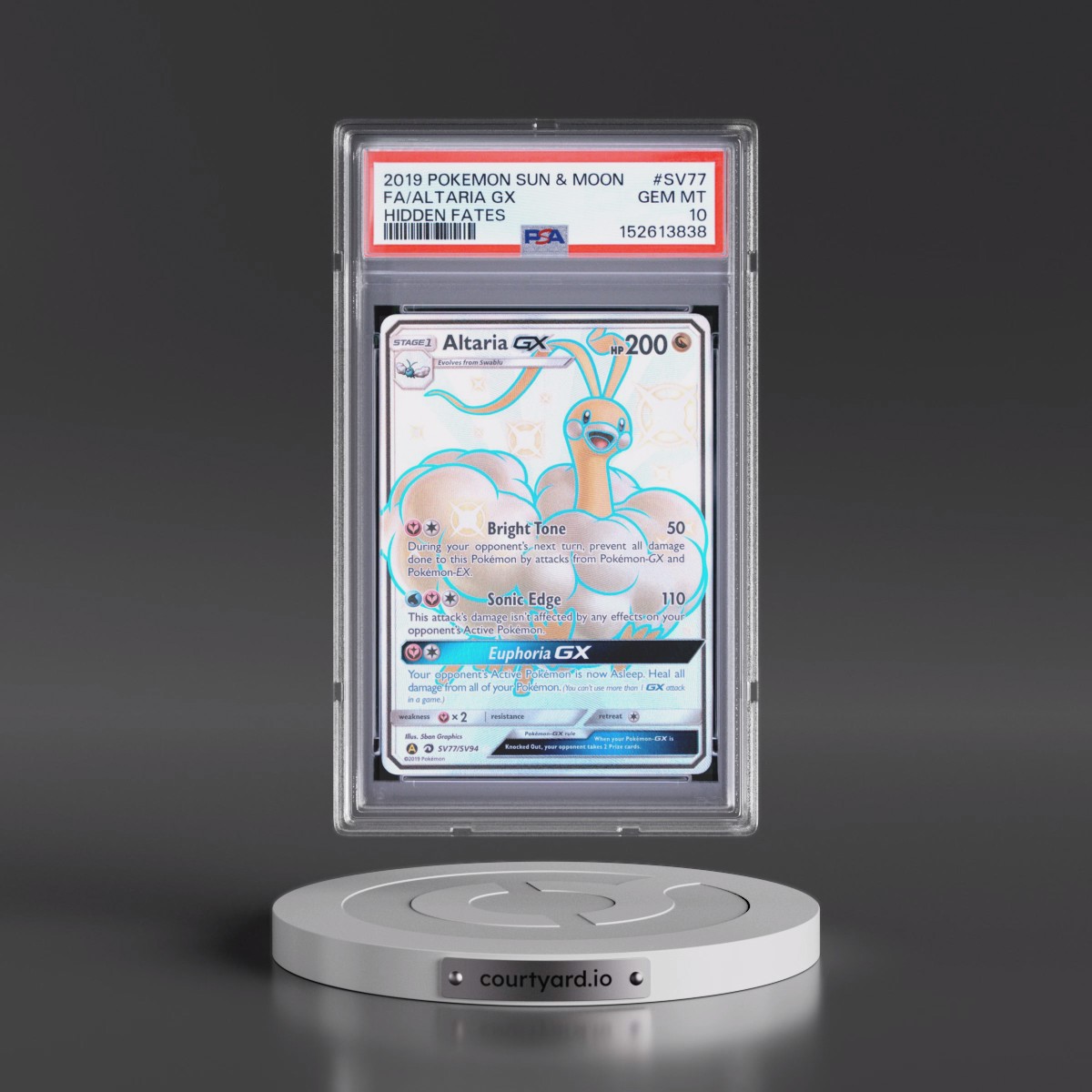 2019 Pokémon Sun & Moon Hidden Fates #SV77 Altaria GX - Holo Full Art (PSA 10 GEM MINT)