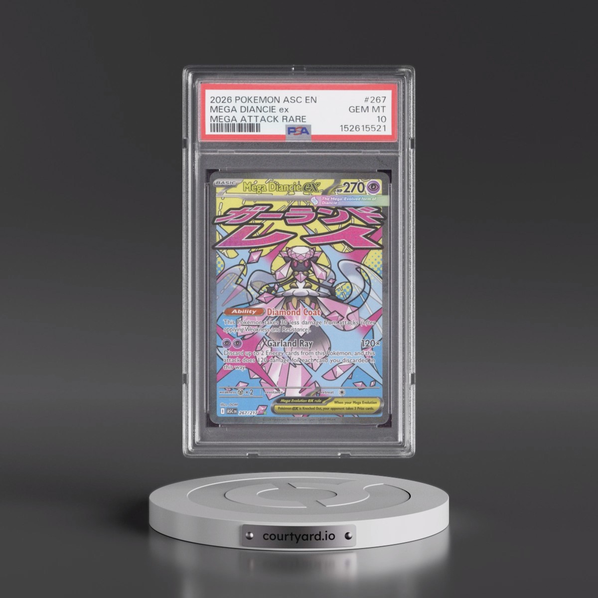 2026 Pokémon Asc EN-Ascended Heroes #267 Mega Diancie EX - Holo Mega Attack Rare (PSA 10 GEM MINT)