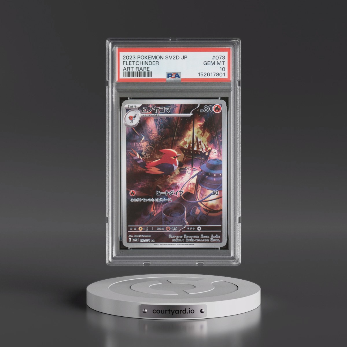 2023 Pokémon Sv2d-Clay Burst #073 Fletchinder - Art Rare (PSA 10 GEM MINT)