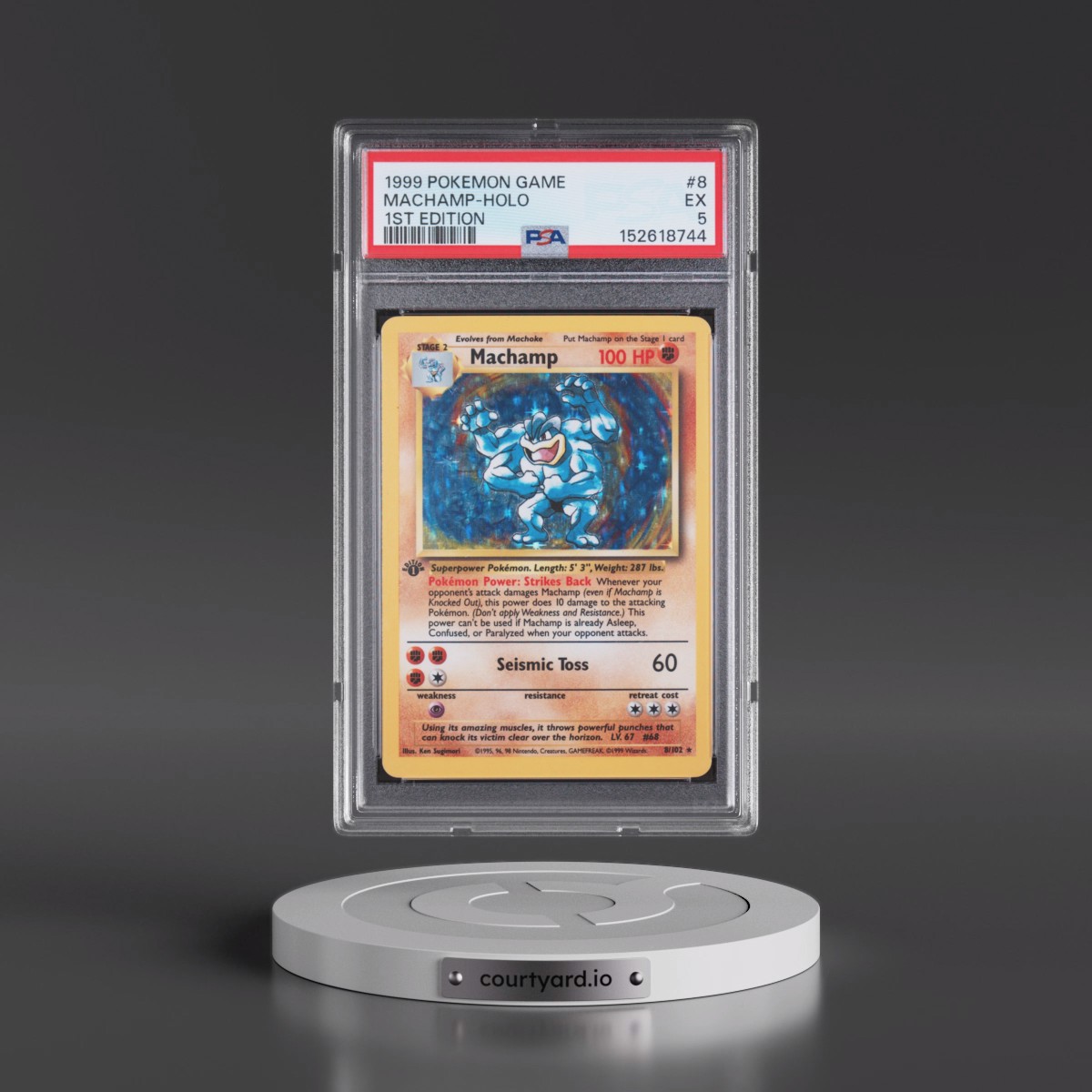 1999 Pokémon Game #8 Machamp - 1st Edition Holo (PSA 5 EX)