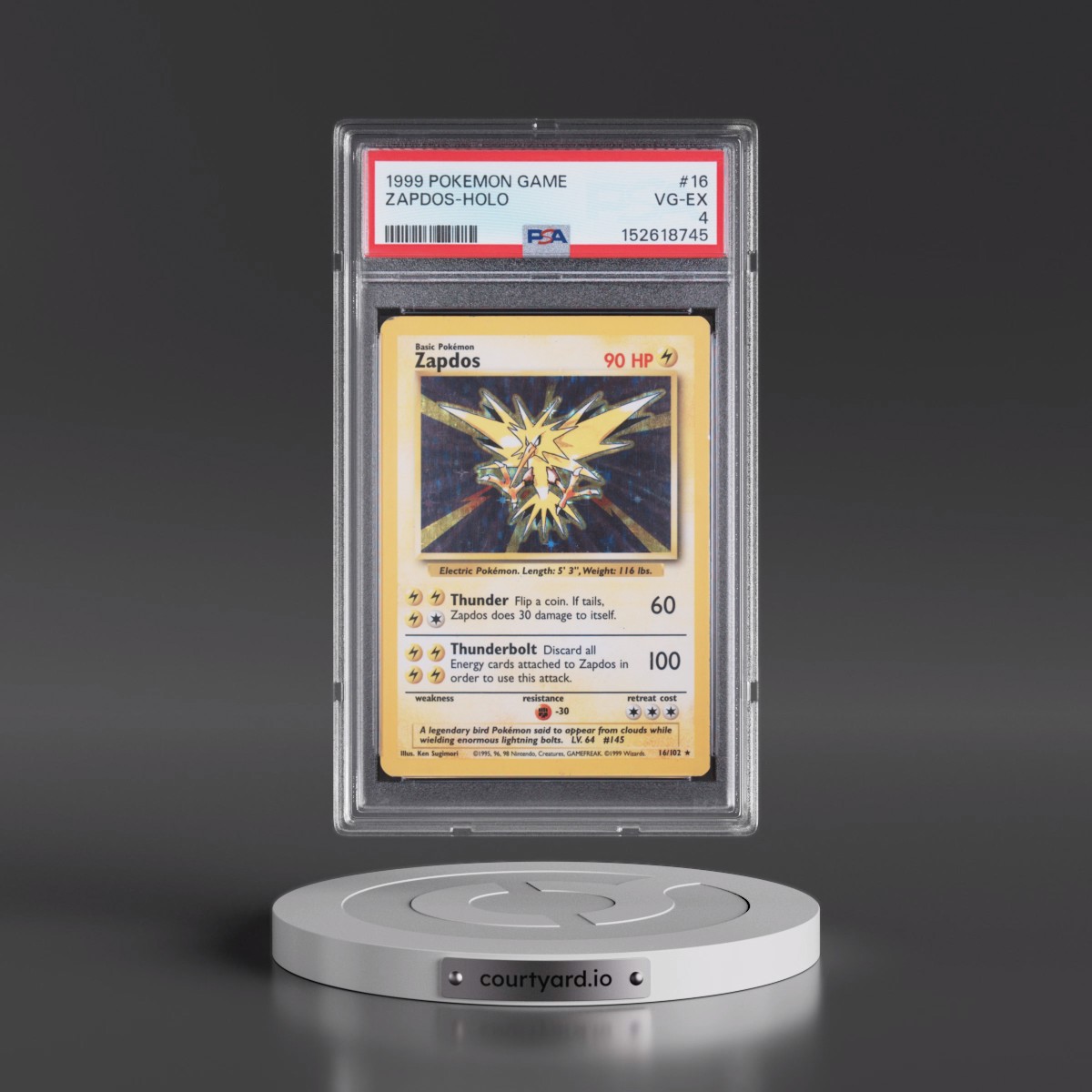 1999 Pokémon Game Zapdos - Holo #16 PSA 4