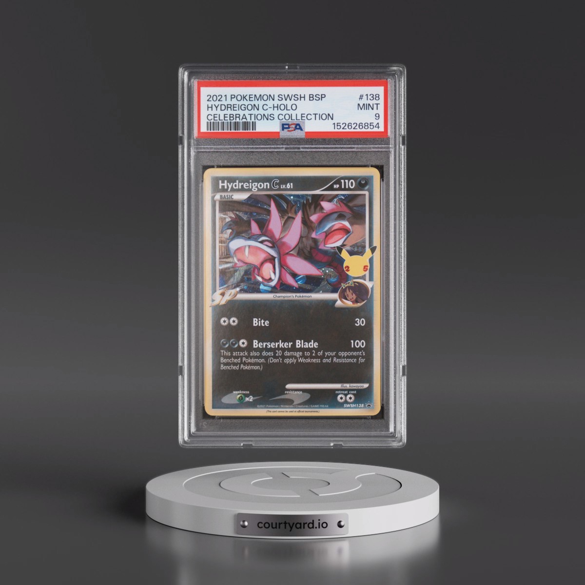2021 Pokémon Swsh Black Star Promo #138 Hydreigon C - Holo Celebrations Collection (PSA 9 MINT)