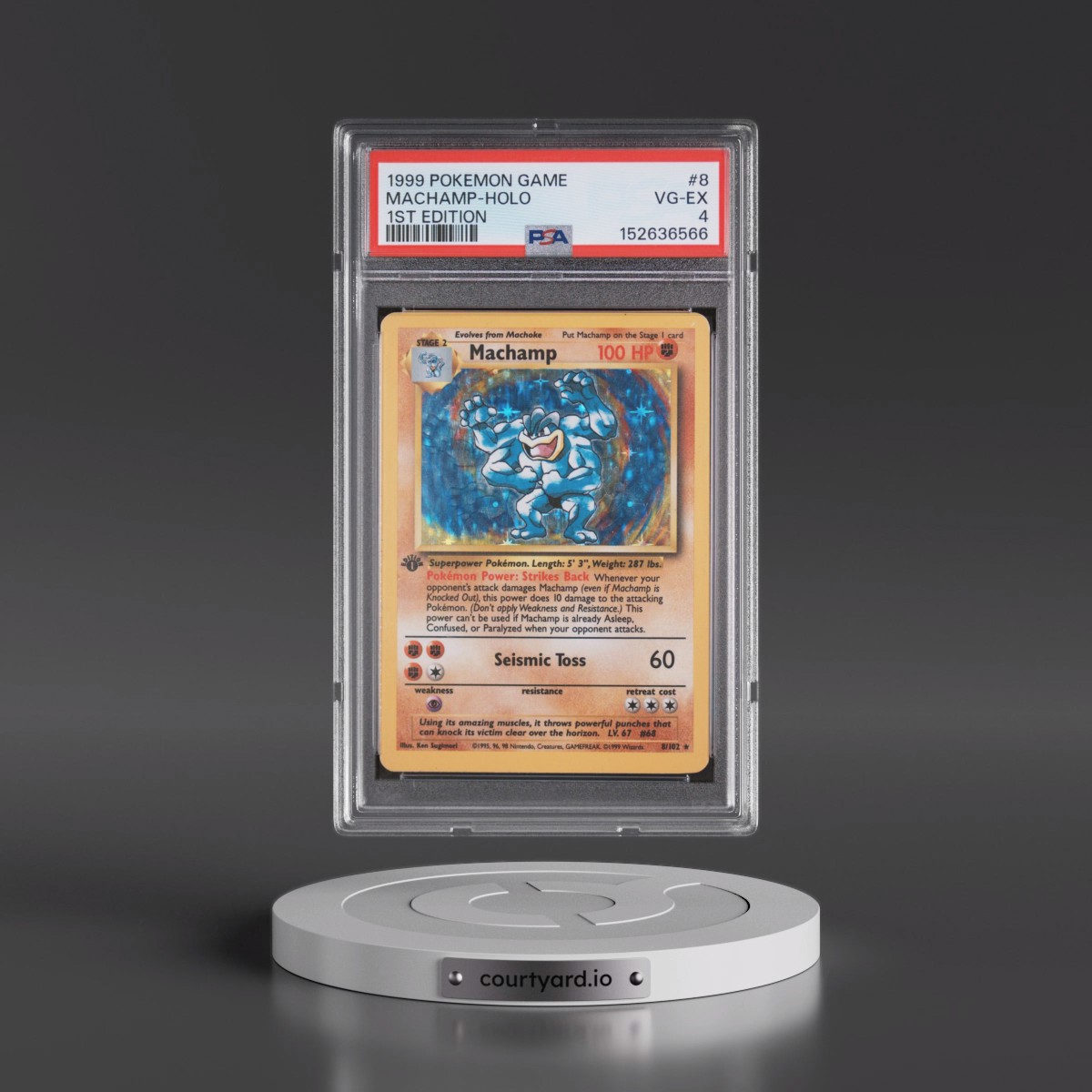 1999 Pokémon Game #8 Machamp - 1st Edition Holo (PSA 4 VG-EX)