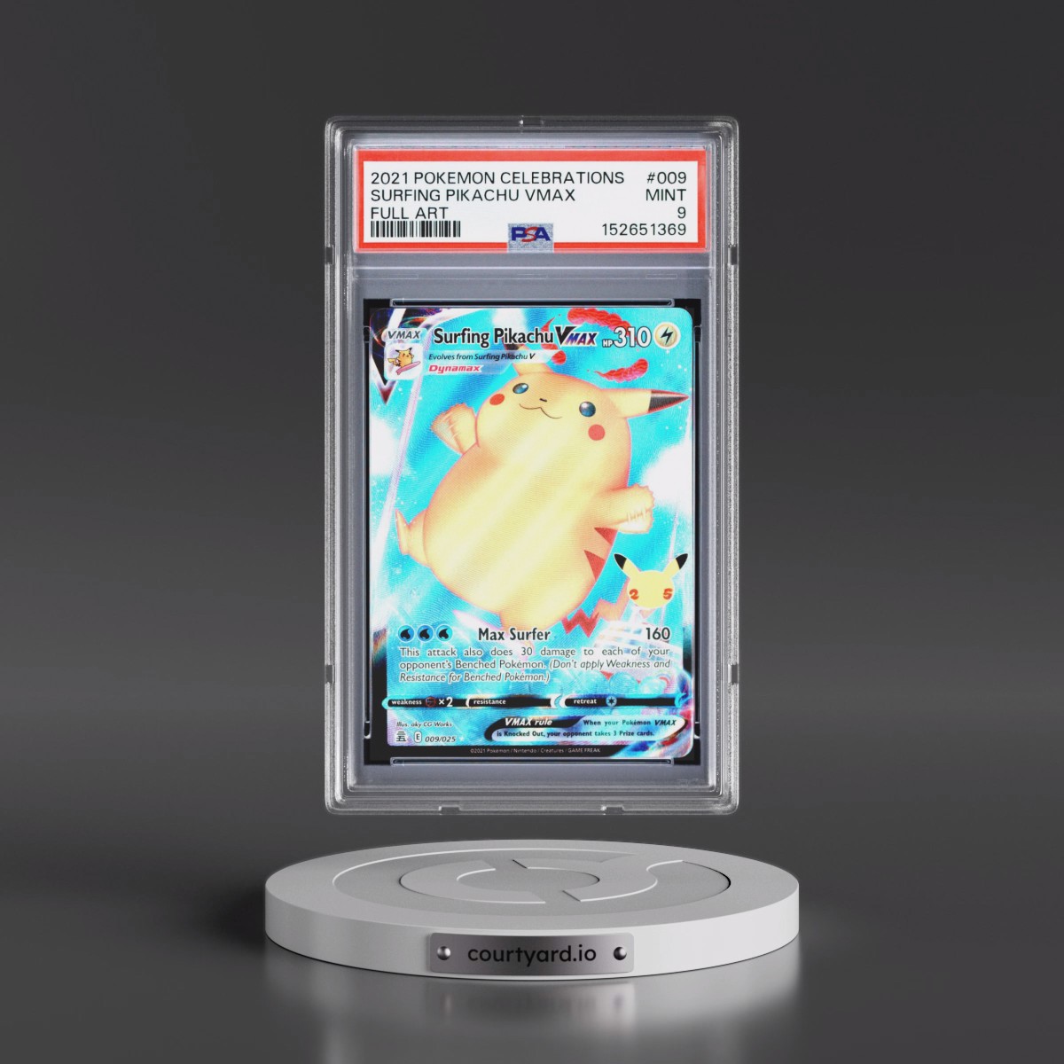 2021 Pokémon Celebrations #009 Surfing Pikachu Vmax - Full Art (PSA 9 MINT)