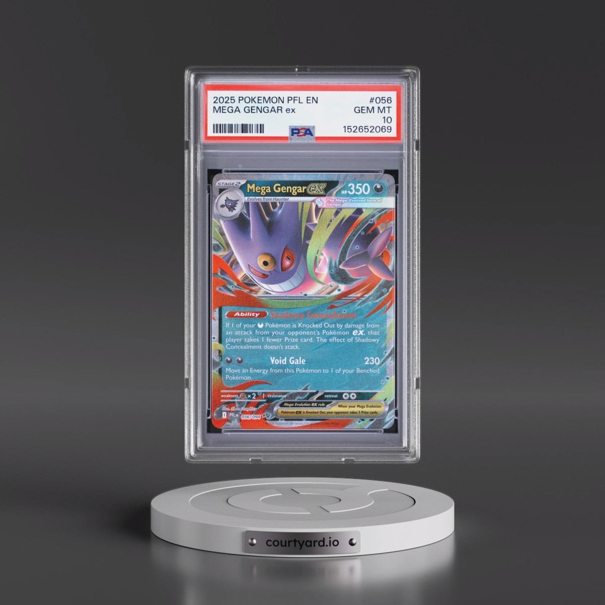 2025 Pokémon Pfl EN-Phantasmal Flames #056 Mega Gengar EX - Holo (PSA 10 GEM MINT)