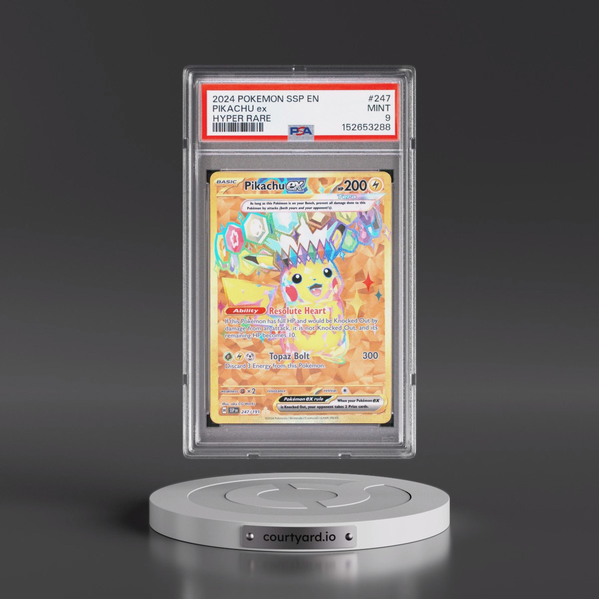 2024 Pokémon Ssp EN-Surging Sparks #247 Pikachu EX - Holo Hyper Rare (PSA 9 MINT)