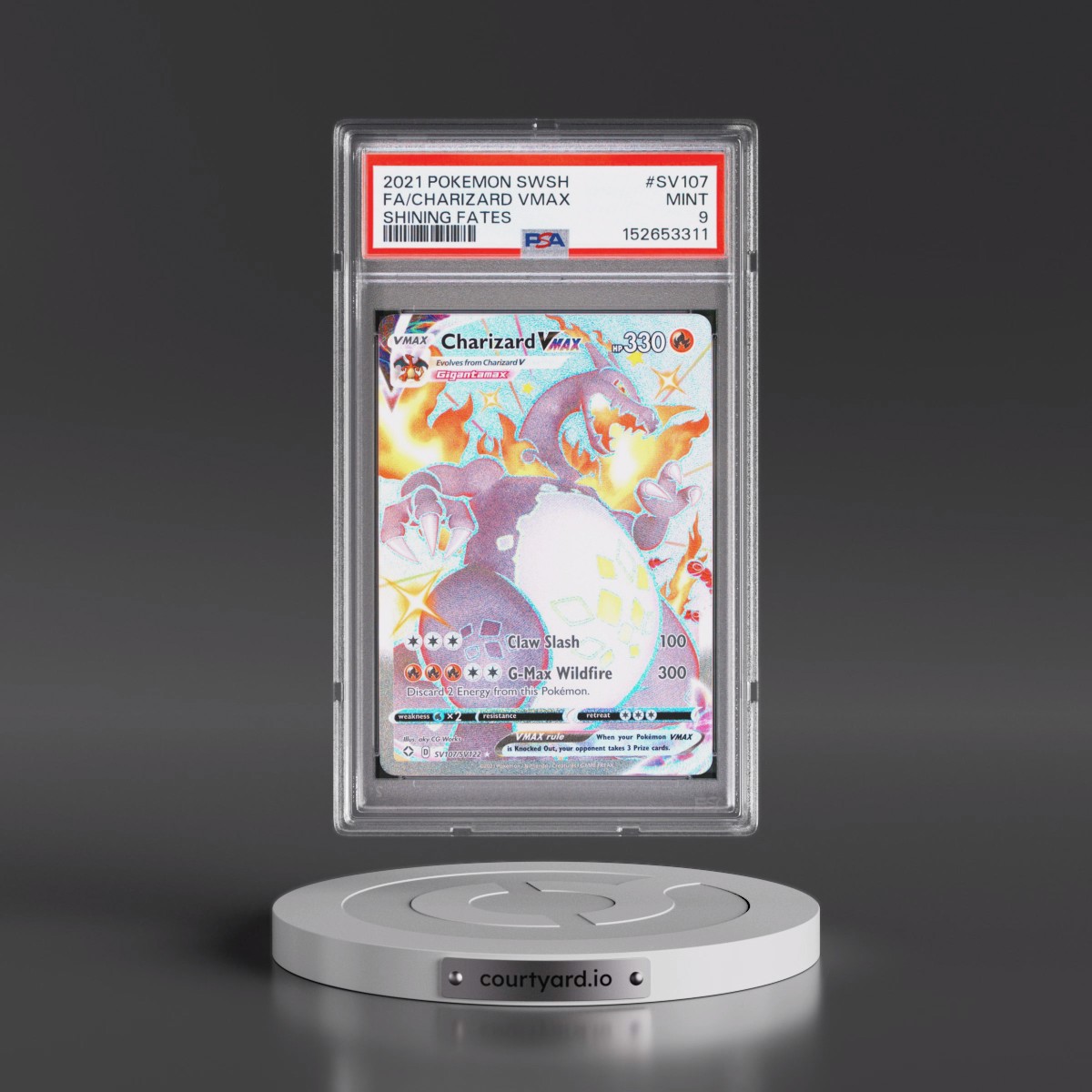 2021 Pokémon Sword & Shield Shining Fates #SV107 Charizard Vmax - Full Art (PSA 9 MINT)