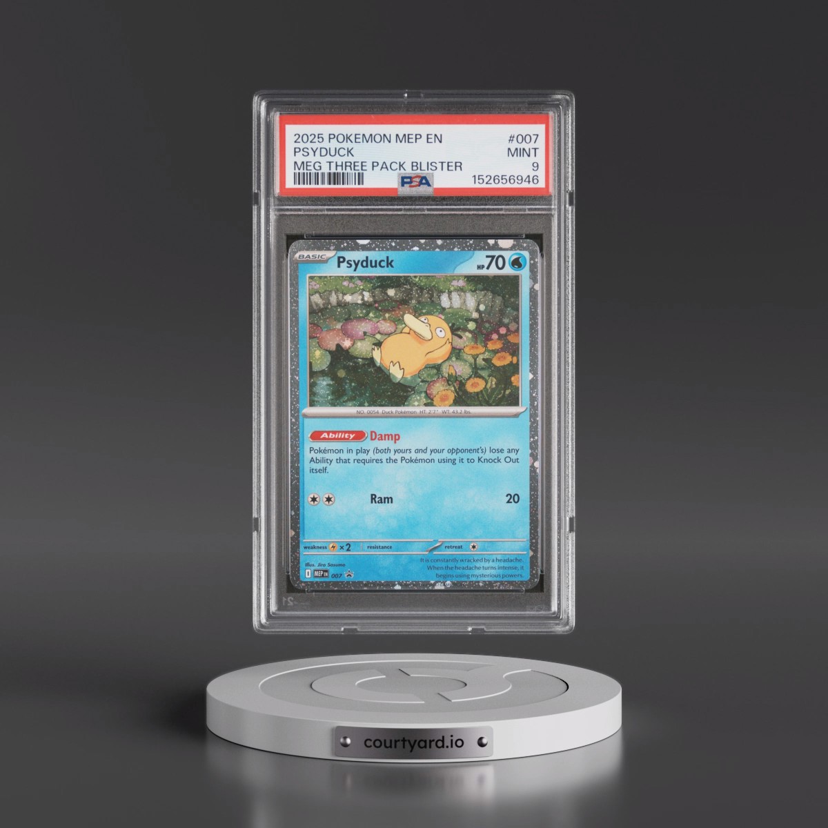 2025 Pokémon Mep EN-Me Black Star Promo #007 Psyduck - Mega Evolution Three Pack Blister (PSA 9 MINT)
