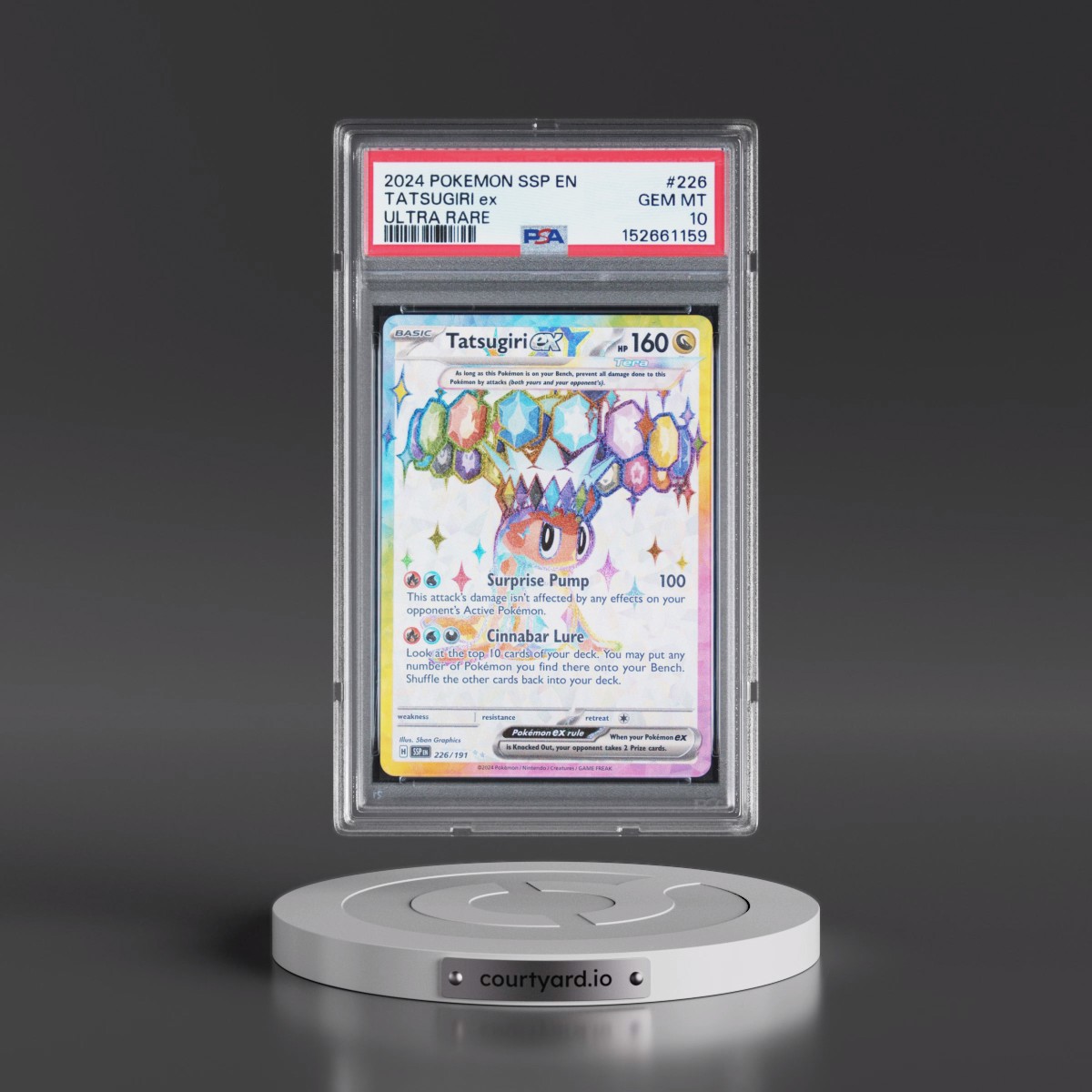 2024 Pokémon Ssp EN-Surging Sparks #226 Tatsugiri EX - Holo Ultra Rare (PSA 10 GEM MINT)