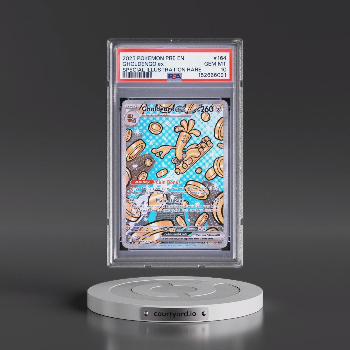 2025 Pokémon Pre EN-Prismatic Evolutions #164 Gholdengo EX - Holo Special Illustration Rare (PSA 10 GEM MINT)