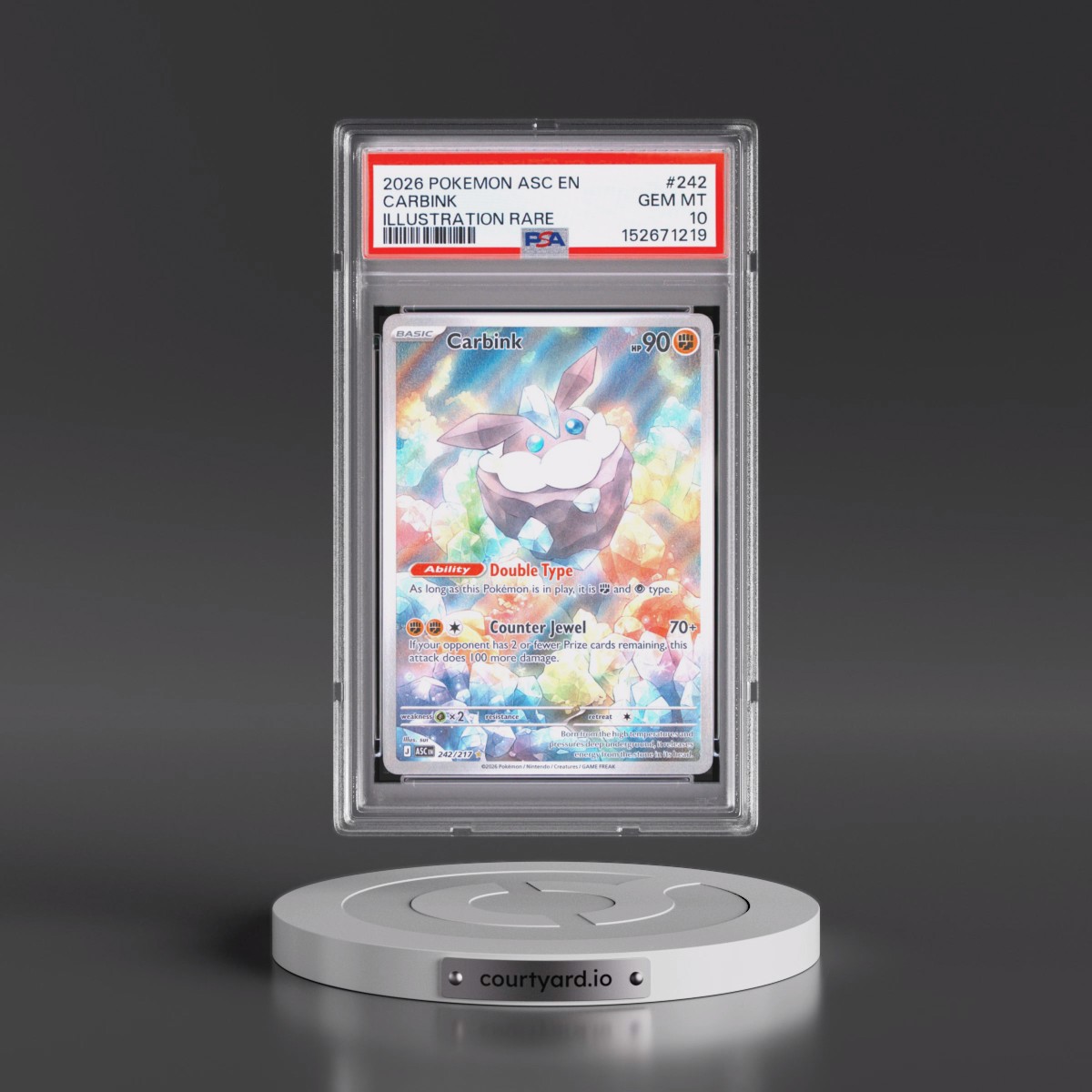 2026 Pokémon Asc EN-Ascended Heroes #242 Carbink - Illustration Rare (PSA 10 GEM MINT)