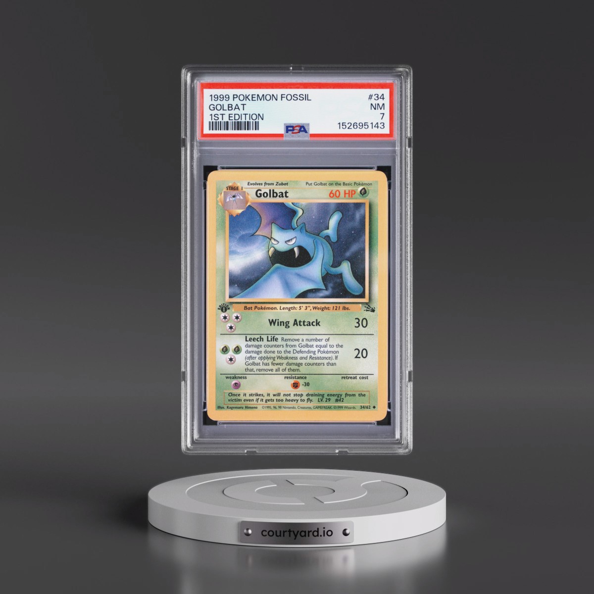 1999 Pokémon Fossil #34 Golbat - 1st Edition (PSA 7 NM)
