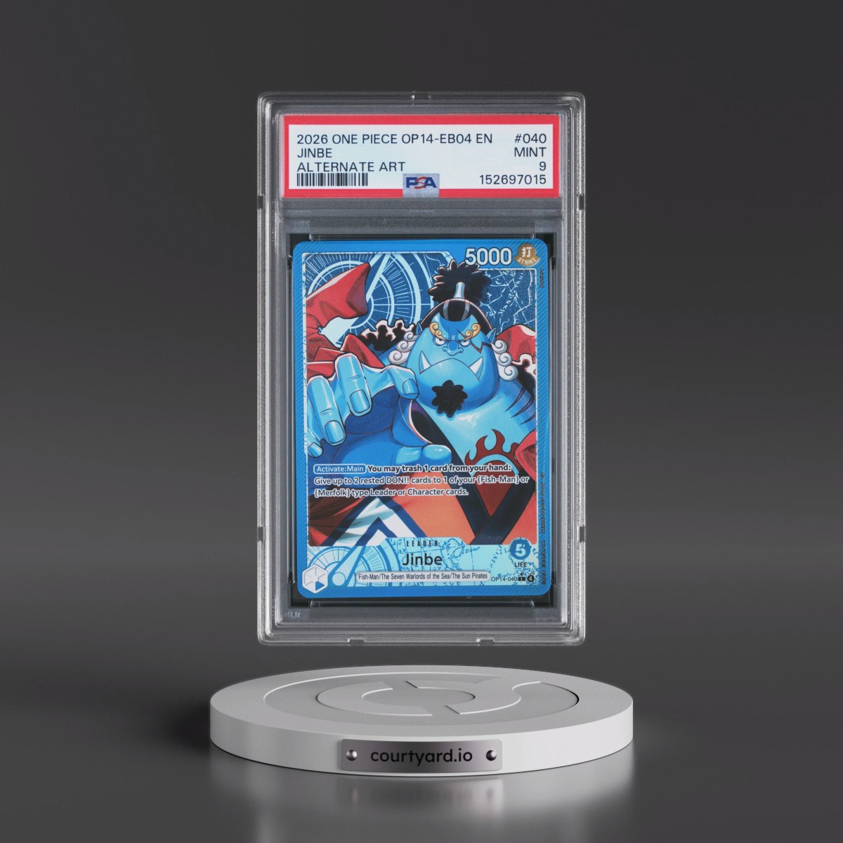 2026 One Piece OP14-EB04-the Azure Sea's Seven #040 Jinbe - Alternate Art (PSA 9 MINT)