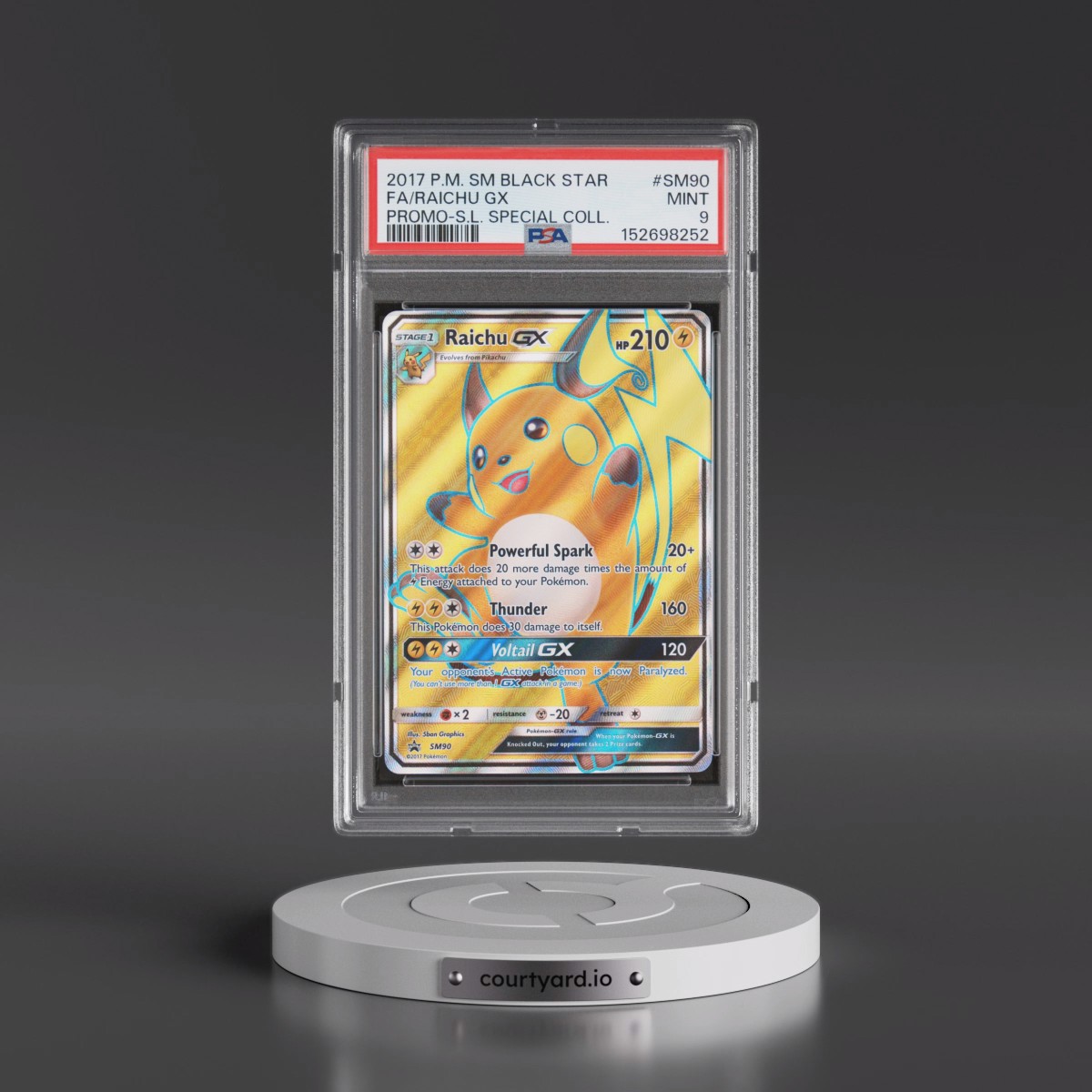 2017 Pokémon SM Black Star Promo #SM90 Raichu GX - Holo Full Art Shining Legends Special Collection (PSA 9 MINT)