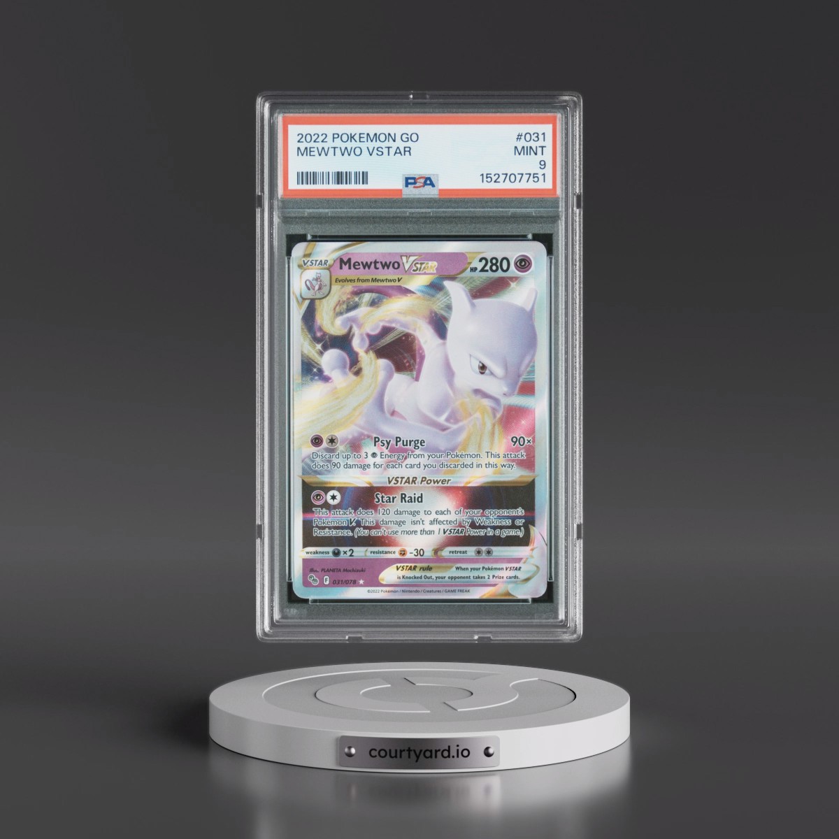 2022 Pokémon Go #031 Mewtwo Vstar (PSA 9 MINT)