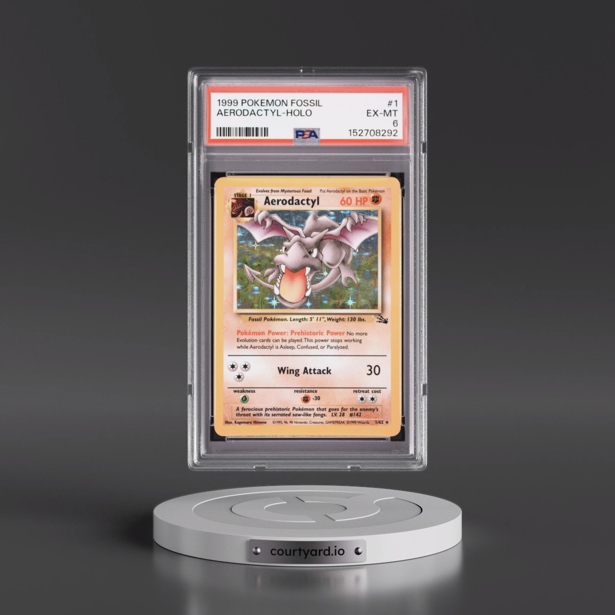 1999 Pokémon Fossil #1 Aerodactyl - Holo (PSA 6 EX-MT)