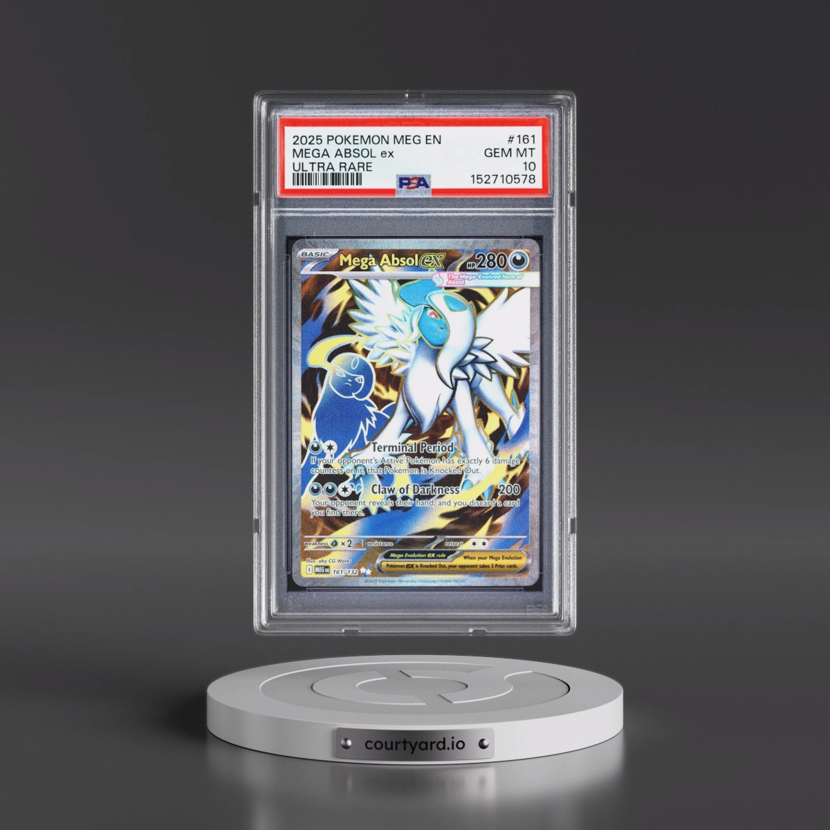 2025 Pokémon Meg EN-Mega Evolution #161 Mega Absol EX - Holo Ultra Rare (PSA 10 GEM MINT)