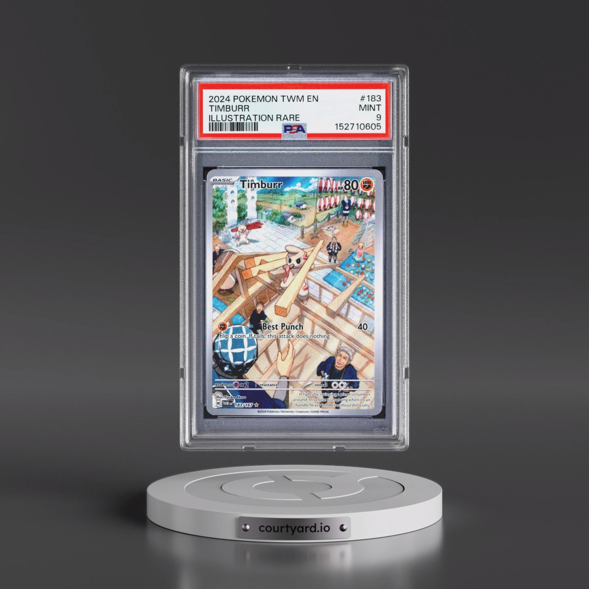 2024 Pokémon Twm EN-Twilight Masquerade #183 Timburr - Illustration Rare (PSA 9 MINT)