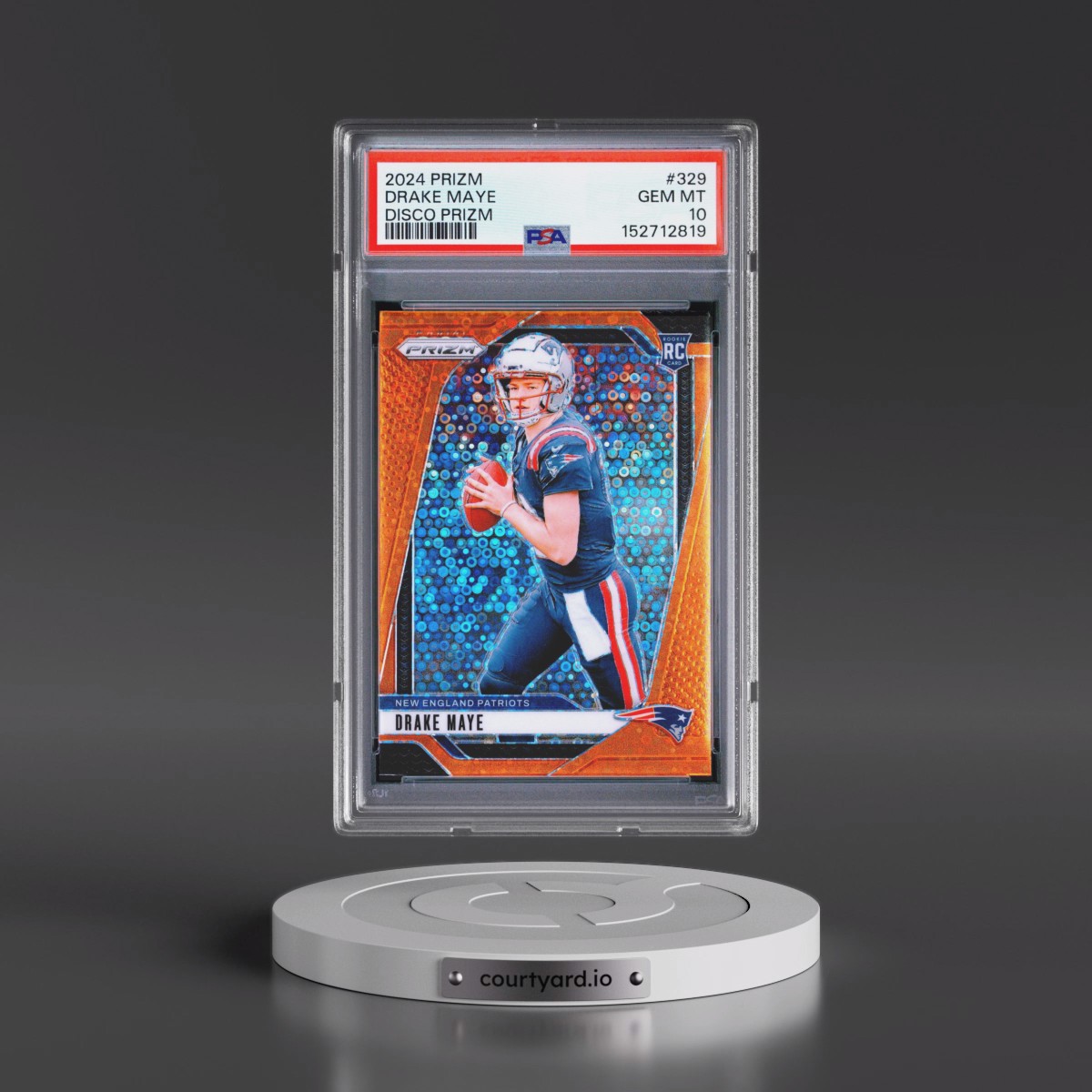 2024 Panini Prizm #329 Drake Maye - Disco Prizm (PSA 10 GEM MINT)