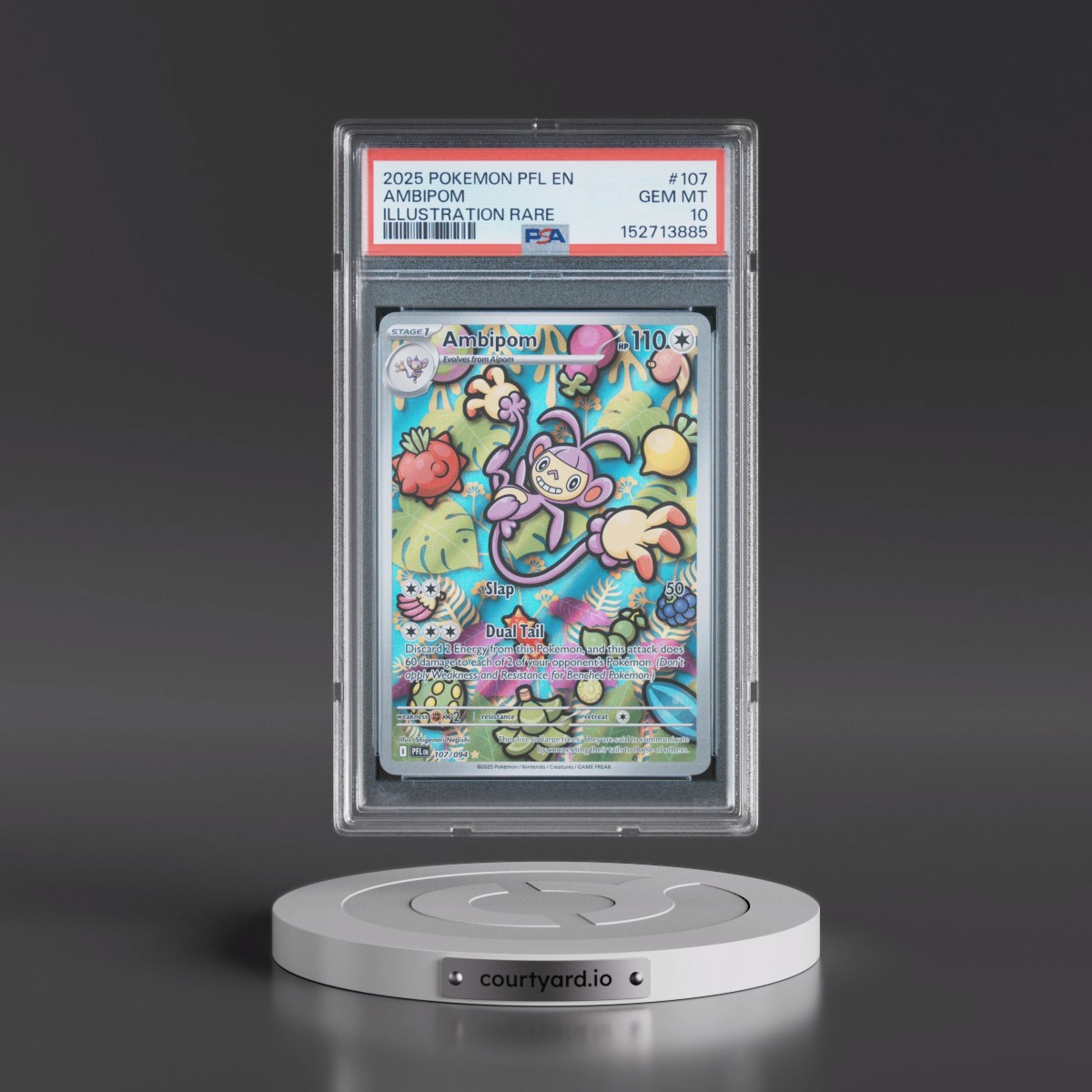 2025 Pokémon Pfl EN-Phantasmal Flames #107 Ambipom - Illustration Rare (PSA 10 GEM MINT)