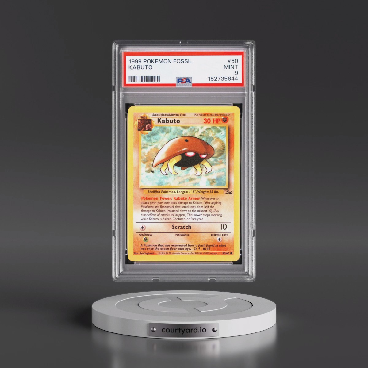 1999 Pokémon Fossil #50 Kabuto (PSA 9 MINT)