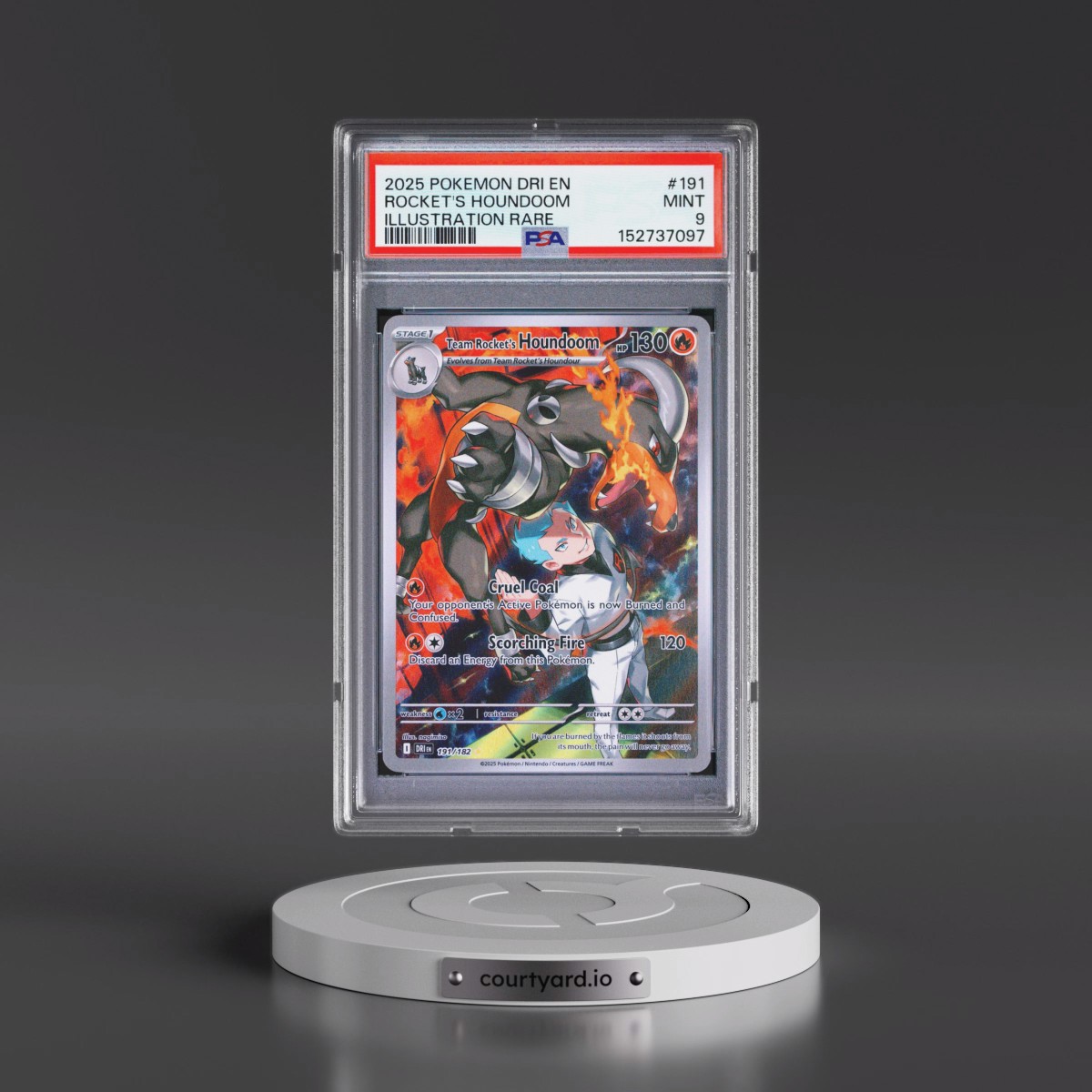 2025 Pokémon Dri EN-Destined Rivals #191 Team Rocket's Houndoom - Illustration Rare (PSA 9 MINT)