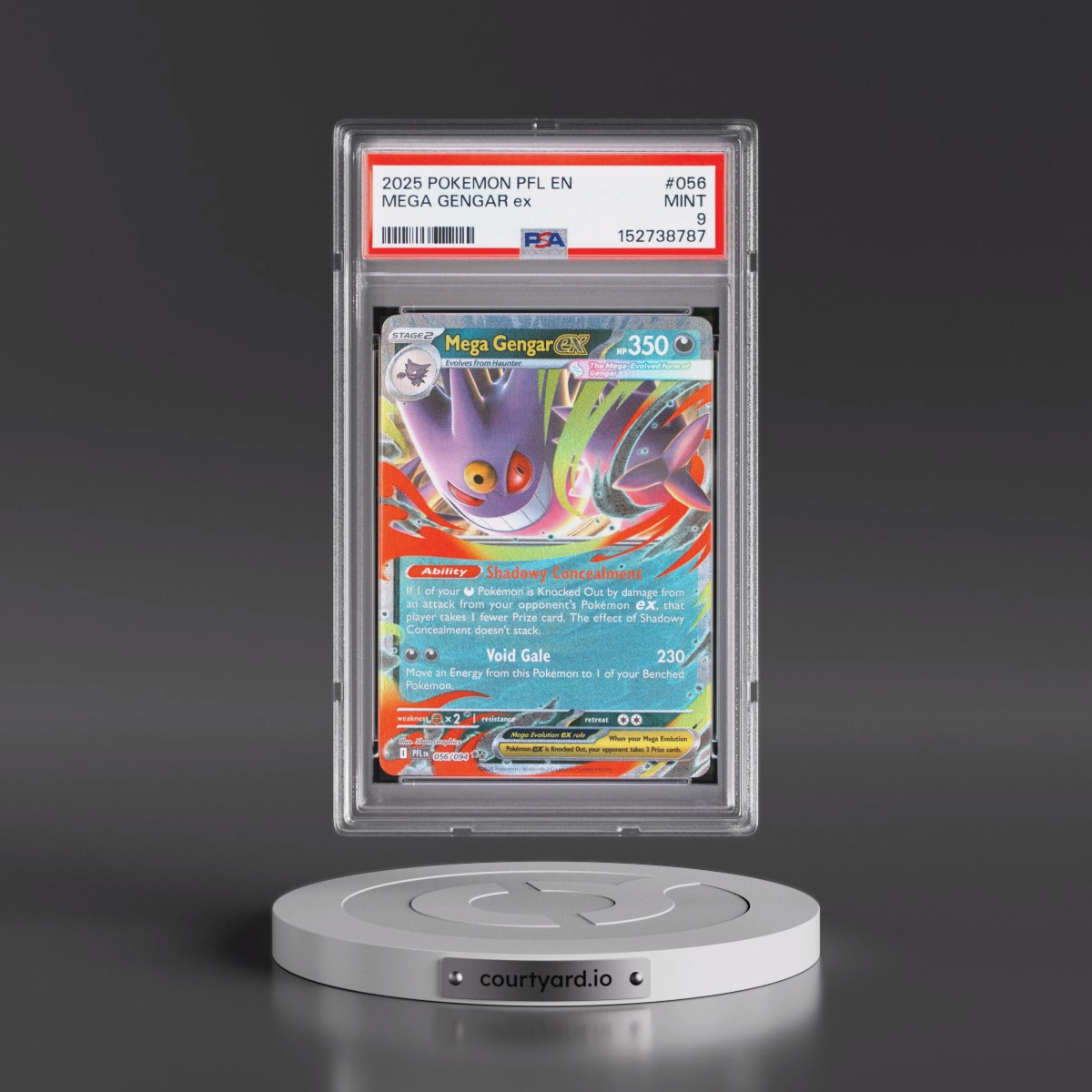 2025 Pokémon Pfl EN-Phantasmal Flames #056 Mega Gengar EX - Holo (PSA 9 MINT)