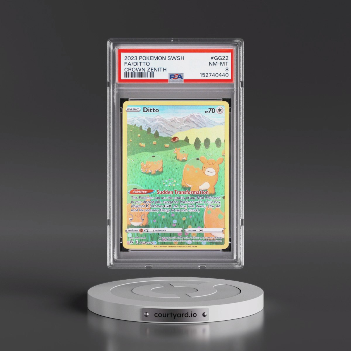 2023 Pokémon Sword and Shield Crown Zenith #GG22 Ditto - Full Art (PSA 8 NM-MT)