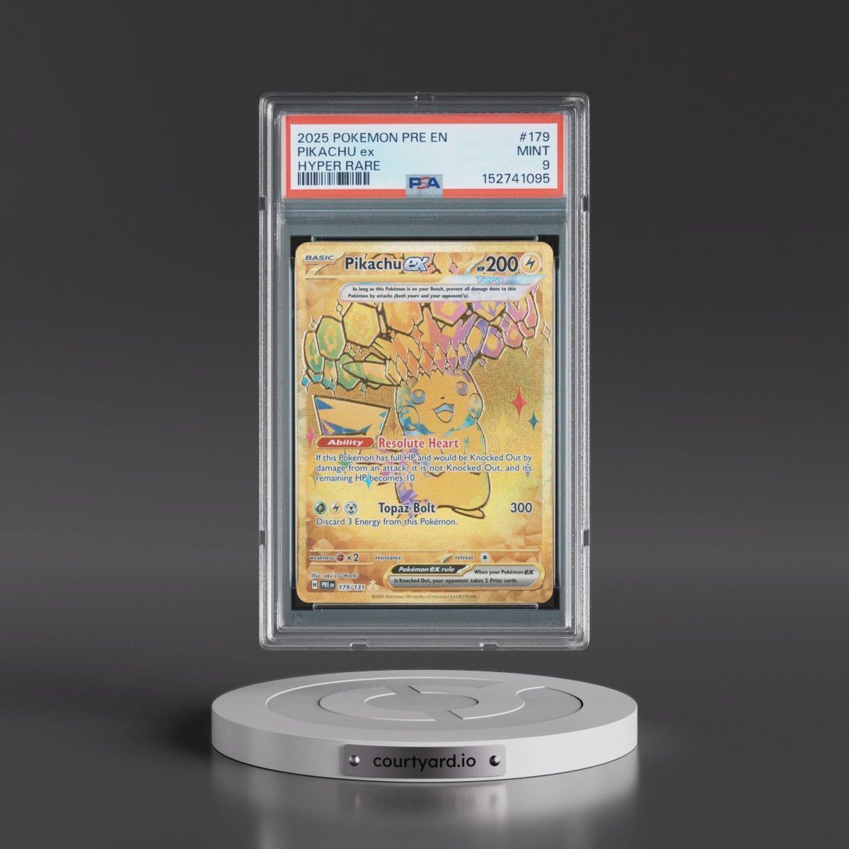 2025 Pokémon Pre EN-Prismatic Evolutions #179 Pikachu EX - Holo Hyper Rare (PSA 9 MINT)