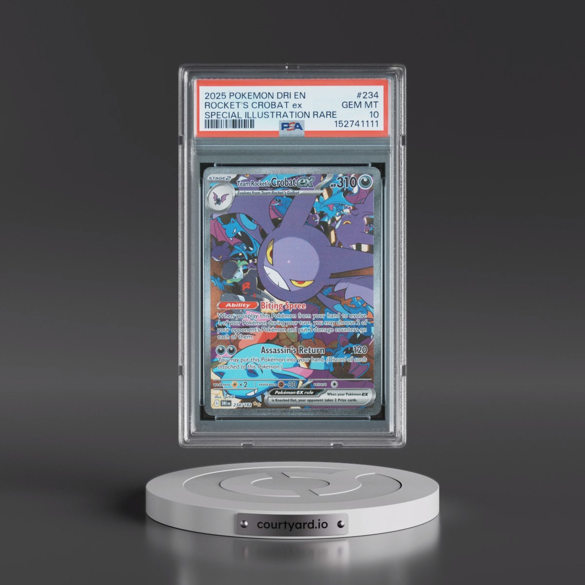 2025 Pokémon Dri EN-Destined Rivals #234 Team Rocket's Crobat EX - Holo Special Illustration Rare (PSA 10 GEM MINT)
