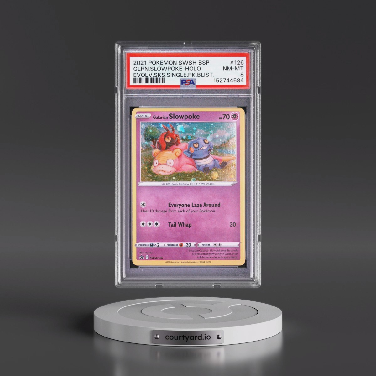 2021 Pokémon Swsh Black Star Promo #126 Galarian Slowpoke - Holo Evolving Skies Single Pack Blisters (PSA 8 NM-MT)