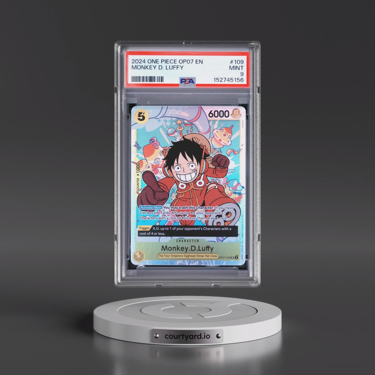 2024 One Piece OP07-500 Years in the Future #109 Monkey D. Luffy (PSA 9 MINT)