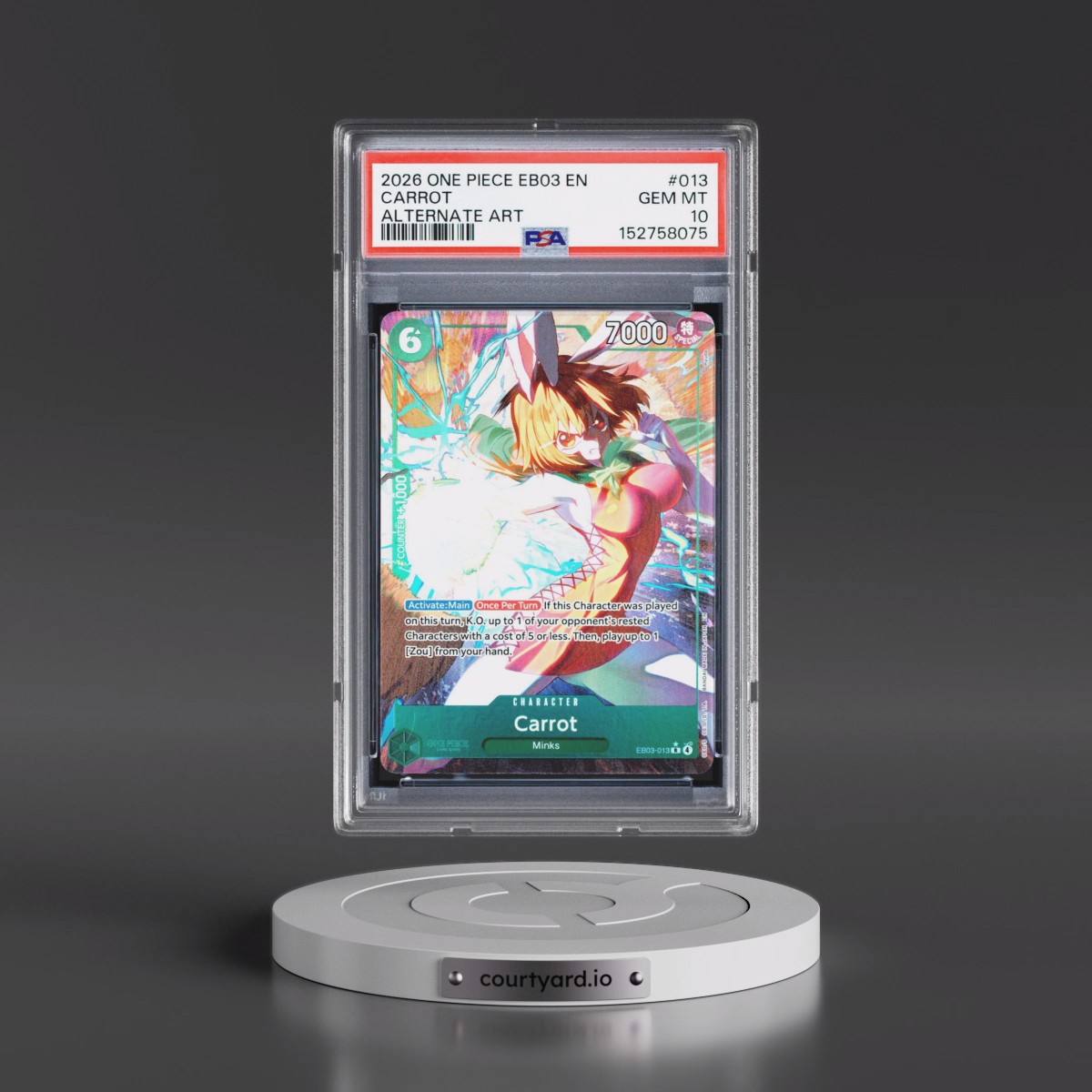 2026 One Piece EB03-Extra Booster -One Piece Heroines Edition #013 Carrot - Alternate Art (PSA 10 GEM MINT)