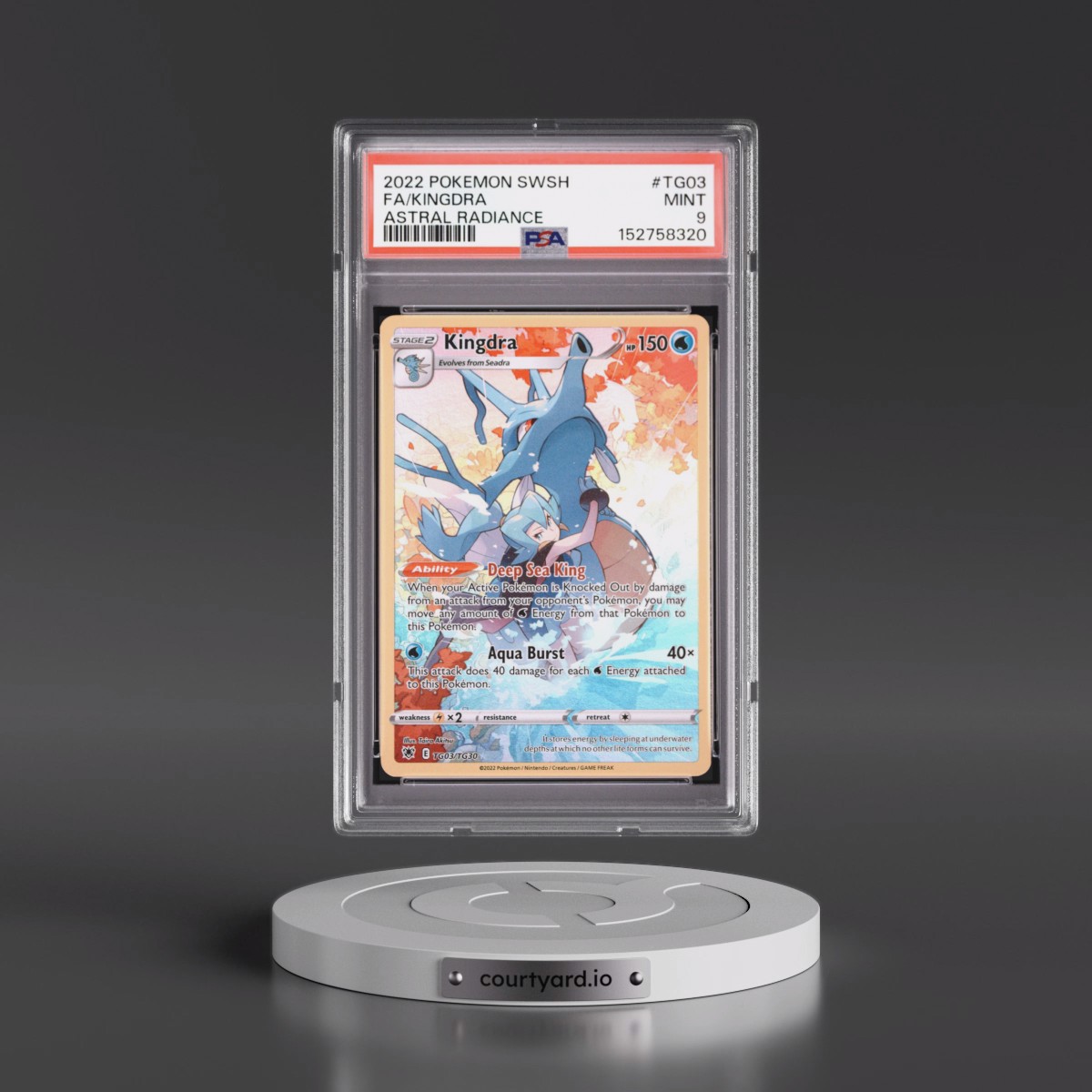 2022 Pokémon Sword & Shield Astral Radiance #TG03 Kingdra - Full Art (PSA 9 MINT)