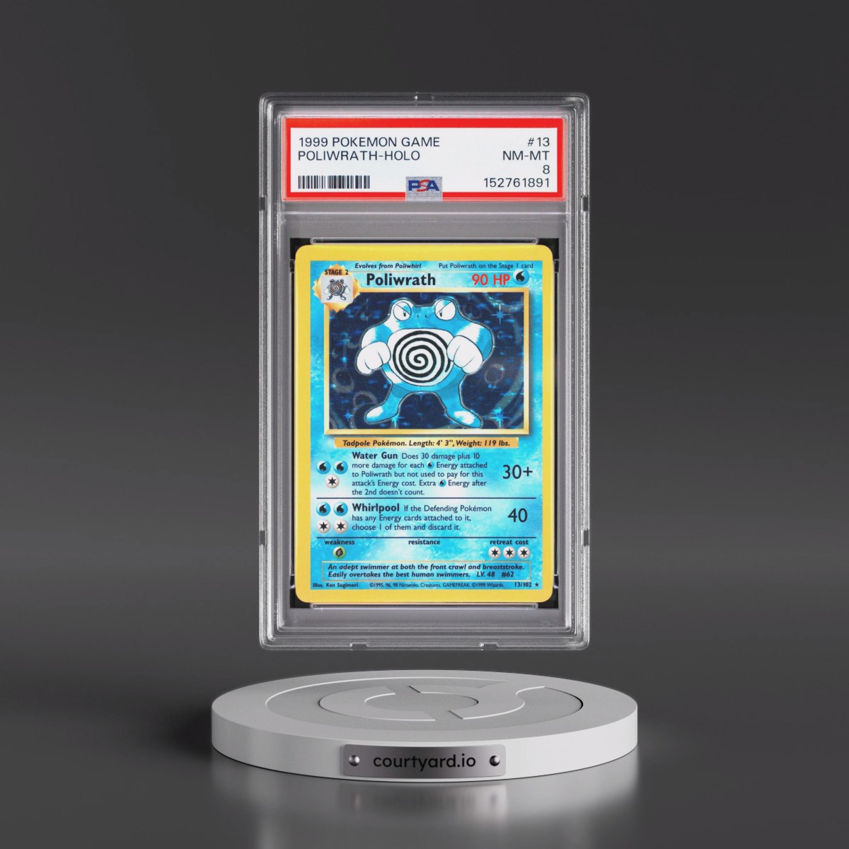 1999 Pokémon Game #13 Poliwrath - Holo (PSA 8 NM-MT)