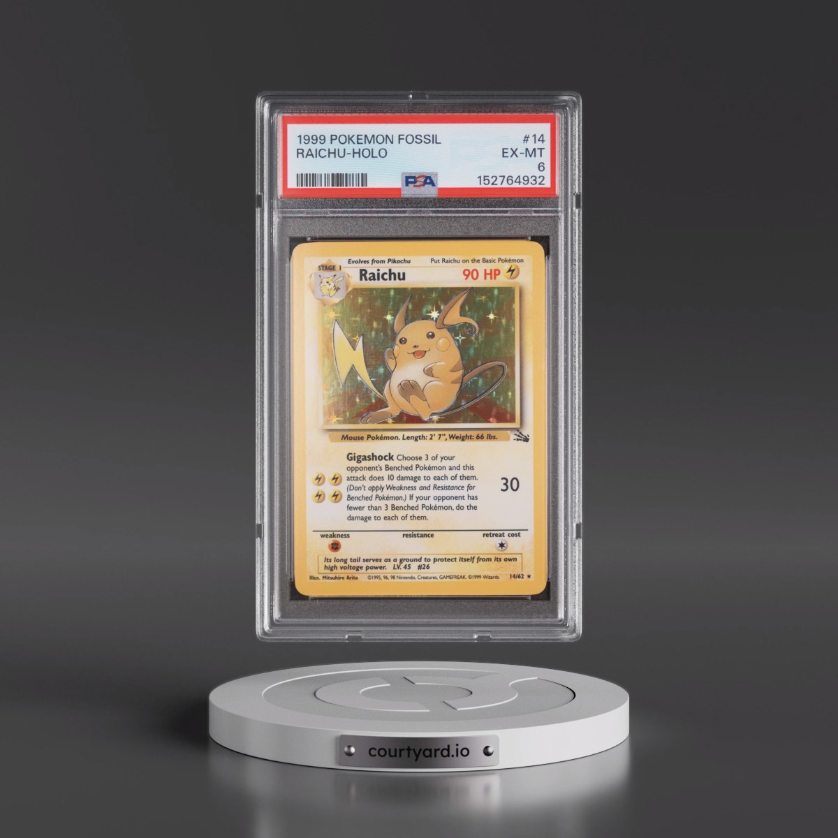 1999 Pokémon Fossil #14 Raichu - Holo (PSA 6 EX-MT)