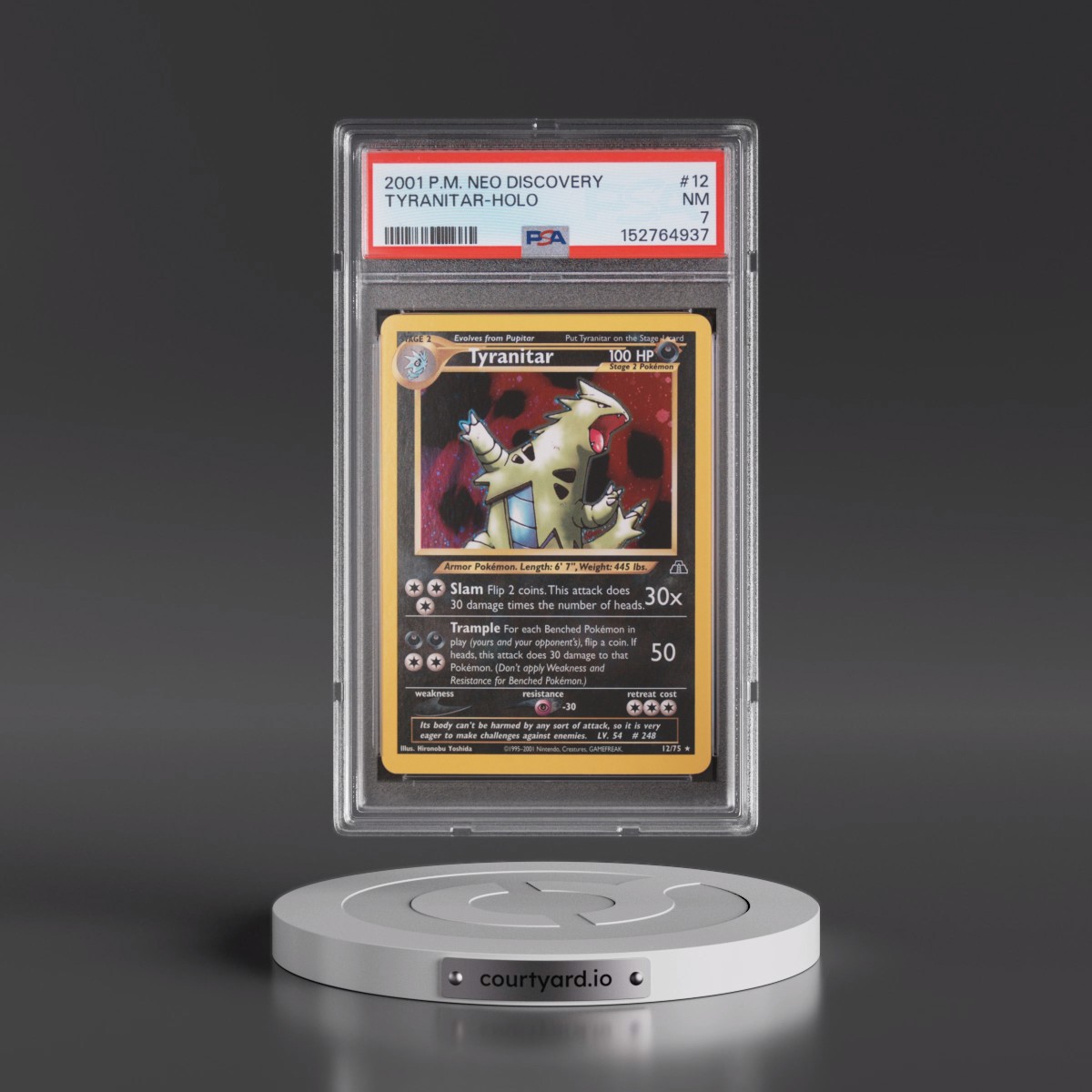 2001 Pokémon Neo Discovery Tyranitar - Holo #12 PSA 7