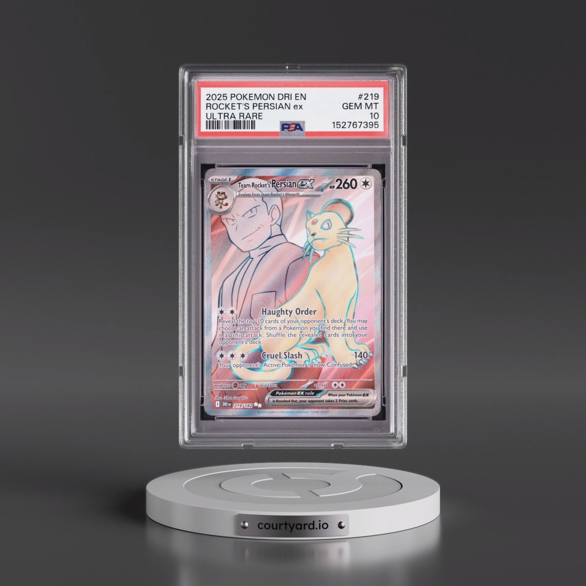 2025 Pokémon Dri EN-Destined Rivals #219 Team Rocket's Persian EX - Holo Ultra Rare (PSA 10 GEM MINT)