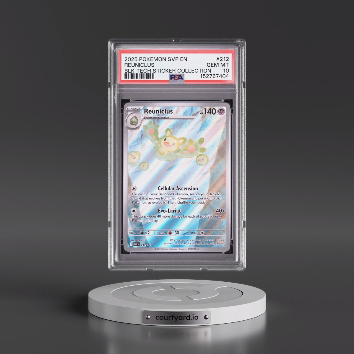 2025 Pokémon Svp EN-SV Black Star Promo #212 Reuniclus - Black Bolt Tech Sticker Collection (PSA 10 GEM MINT)