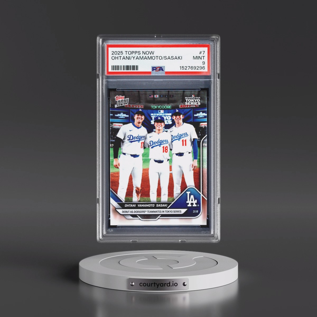 2025 Topps Now #7 Roki Sasaki/Shohei Ohtani/Yoshinobu Yamamoto (PSA 9 MINT)