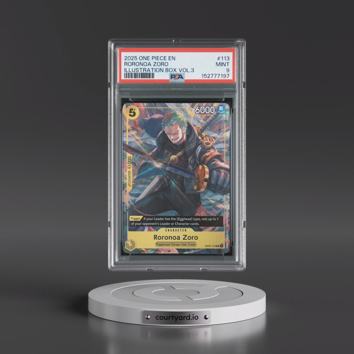 2025 One Piece Promos #113 Roronoa Zoro - Illustration Box Vol.3 (PSA 9 MINT)