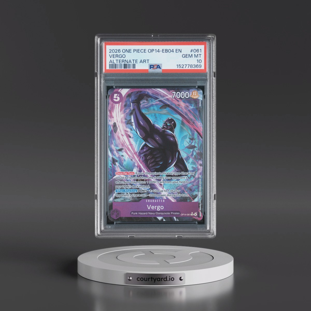2026 One Piece OP14-EB04-the Azure Sea's Seven #061 Vergo - Alternate Art (PSA 10 GEM MINT)