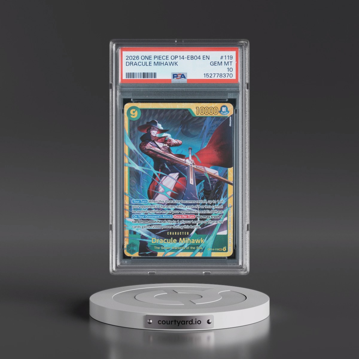 2026 One Piece OP14-EB04-the Azure Sea's Seven #119 Dracule Mihawk (PSA 10 GEM MINT)