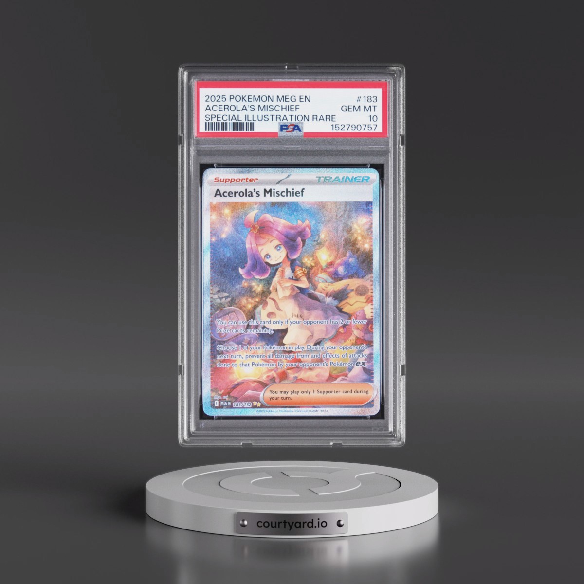 2025 Pokémon Meg EN-Mega Evolution #183 Acerola's Mischief - Special Illustration Rare (PSA 10 GEM MINT)