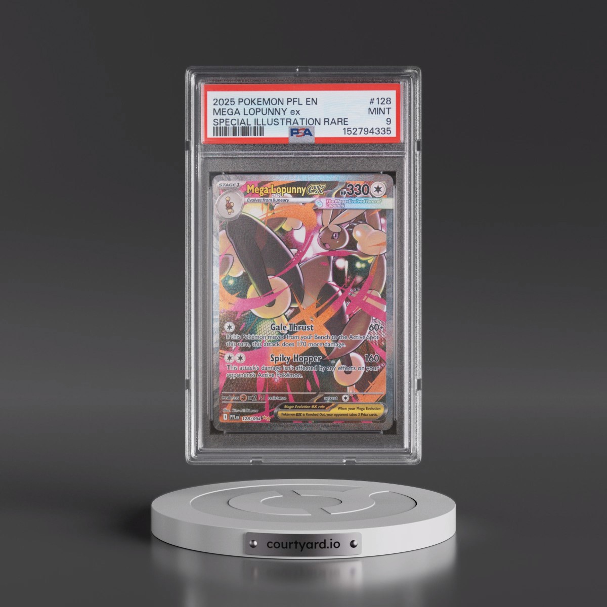 2025 Pokémon Pfl EN-Phantasmal Flames #128 Mega Lopunny EX - Holo Special Illustration Rare (PSA 9 MINT)