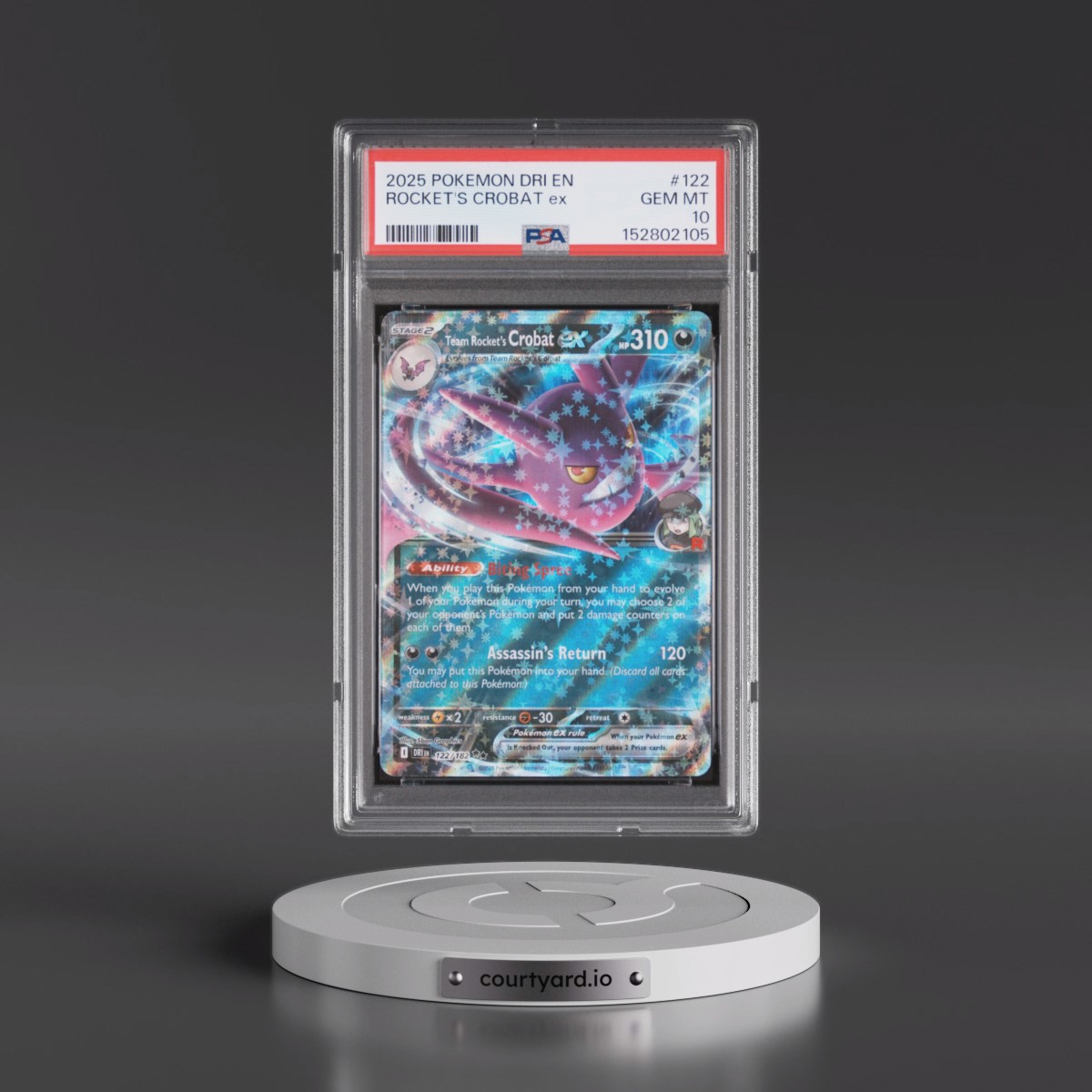 2025 Pokémon Dri EN-Destined Rivals #122 Team Rocket's Crobat EX - Holo (PSA 10 GEM MINT)
