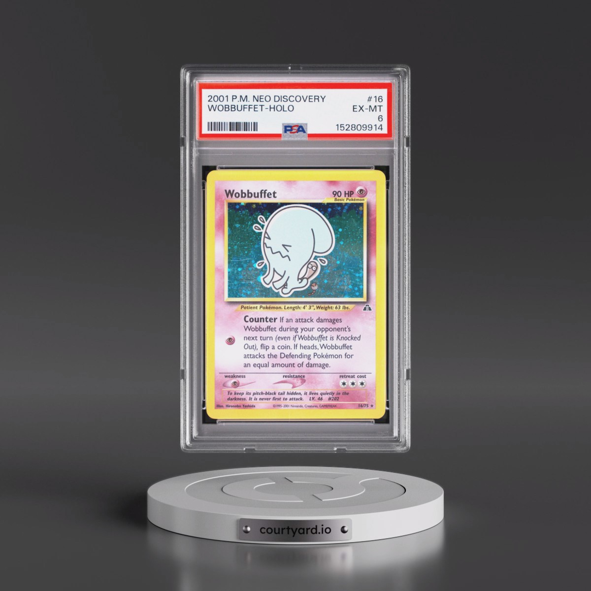 2001 Pokémon Neo Discovery Wobbuffet - Holo #16 PSA 6